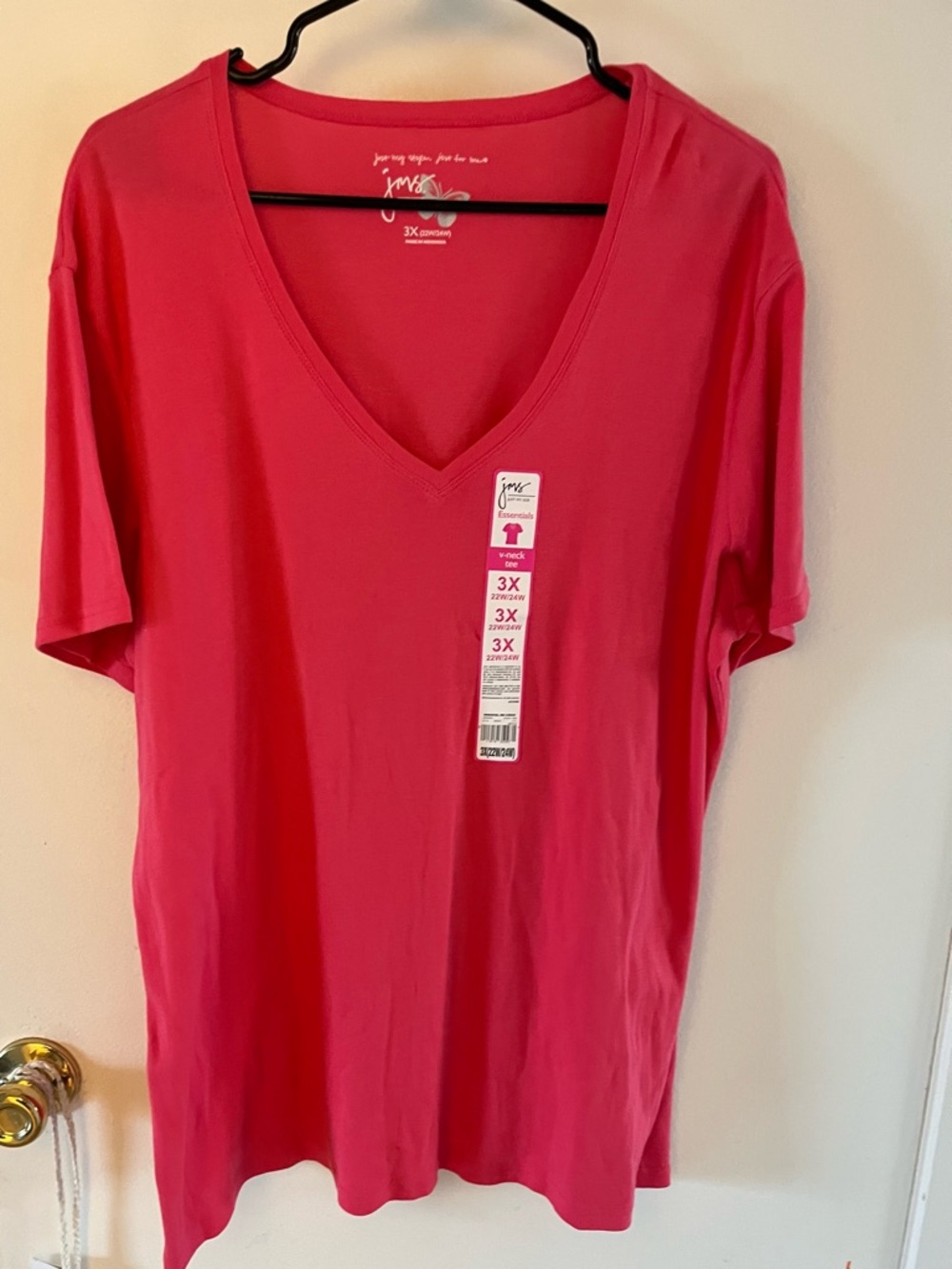 Just My Size V-Neck Tee in Hot Pink